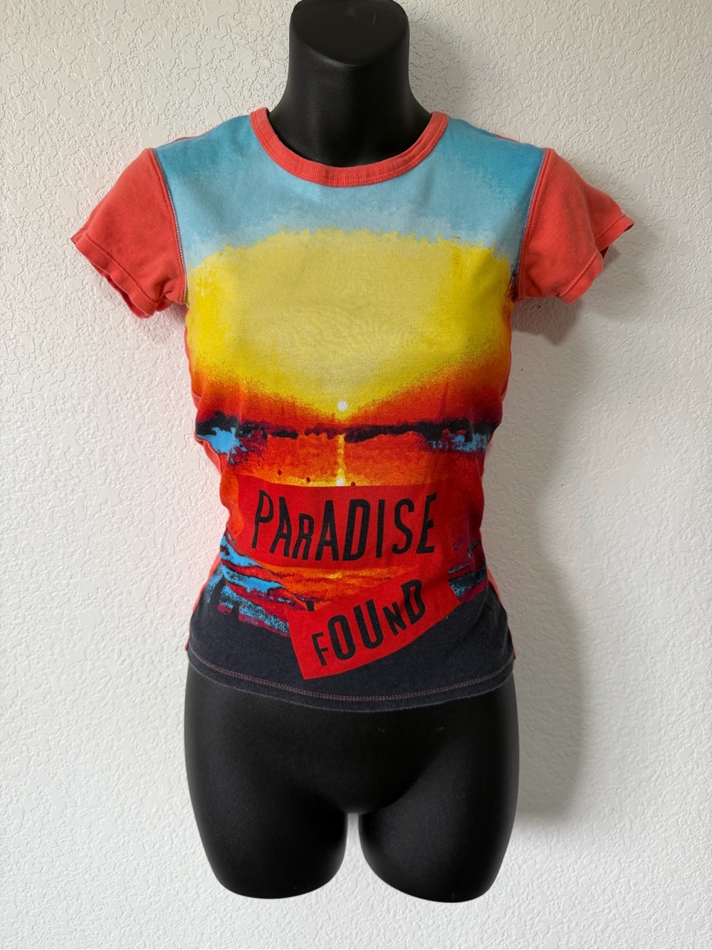 Y2K Vintage Victoria's Secret Pink Coral, Sky Blue & Sunny Yellow Baby Tee